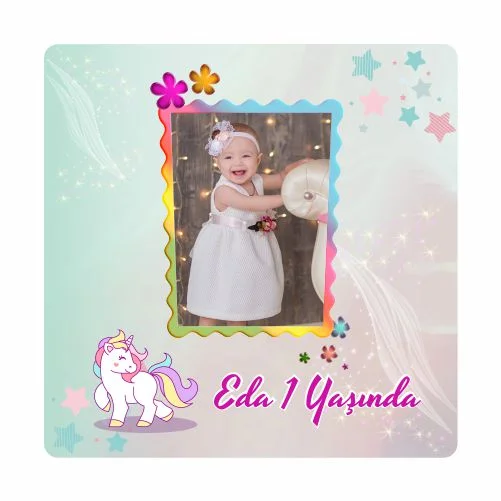 Unıcorn Temalı Doğum Günü Magneti